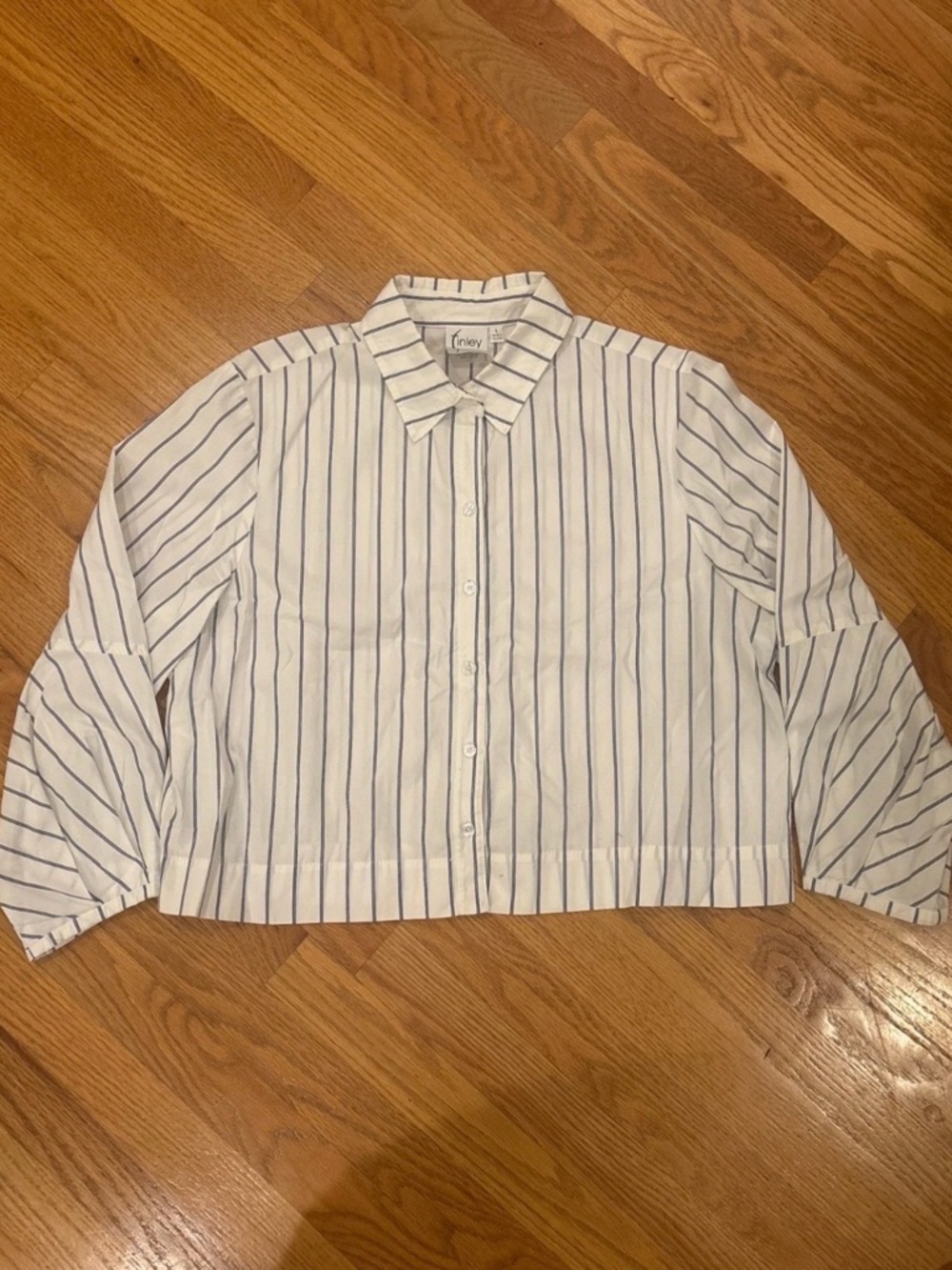 Finley White Blouse with Blue Stripes